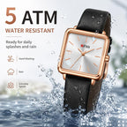 SANDA 1316 Ladies 3ATM Waterproof Alloy Case Quartz Watch, Leather-Black, Leather-Pink, Leather-Grey, Leather-Blue, Leather-White, Leather-Red
