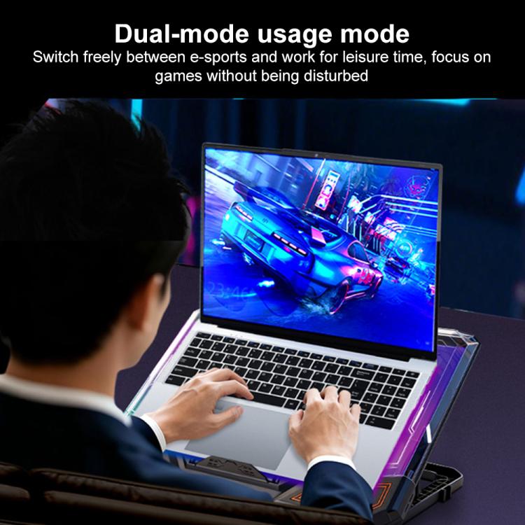 NUOXI C500 Triple Fan Transparent Colorful Panel Laptop Cooler with Four-Speed Fan Adjustment, NUOXI C500