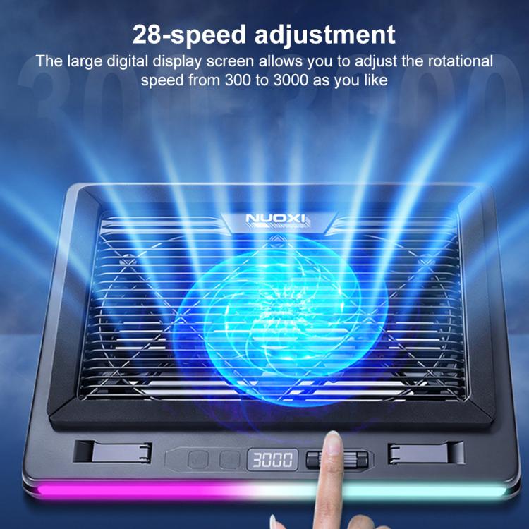 NUOXI C600 Colorful RGB Laptop Cooler Support 8-Level Adjustable Height, Single Fan, Dual Fans