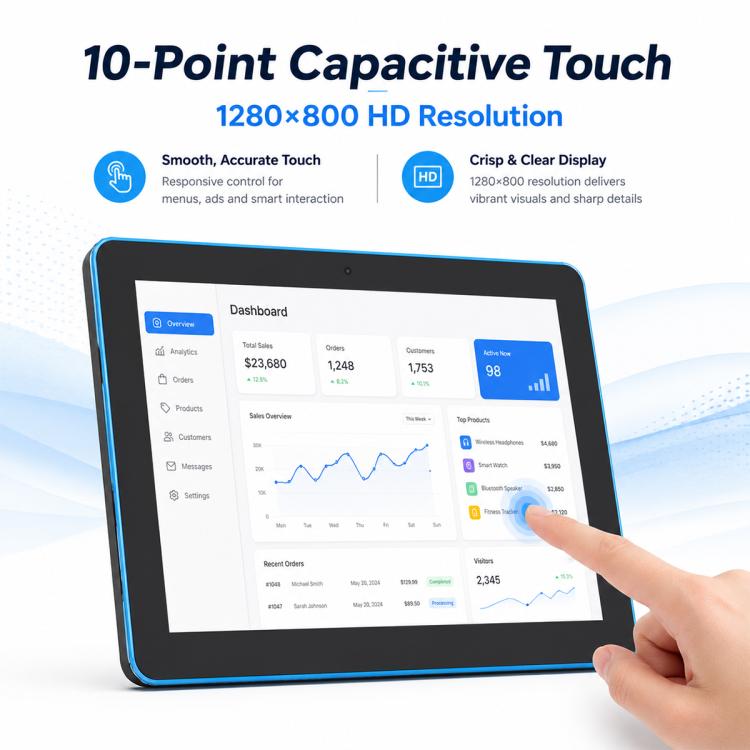 WA1056T 10.1 inch IPS HD Touch Screen Digital Signage, 2GB+16GB, Android 11 RK3566 Quad Core, US Plug, EU Plug, UK Plug