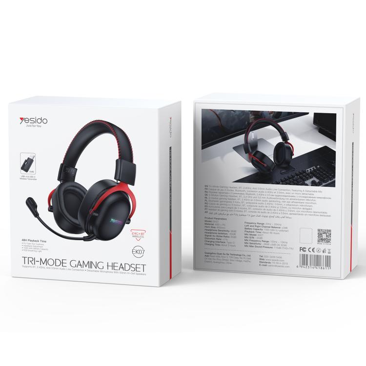 Yesido EK07 Three-mode E-sports Gaming RGB Headset, EK07
