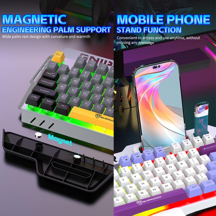 SHIPADOO GK50 Tri-color Block RGB Metal Cover Suspended Wired Gaming Keyboard