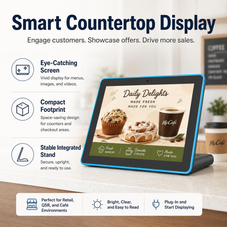 WL1089T 10.1 inch IPS HD Touch Screen Digital Signage, 4GB+64GB, Android  14 RK3576S Quad Core, US Plug, EU Plug, UK Plug