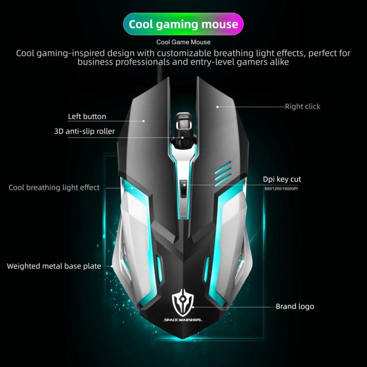 SHIPADOO S150 4D 1600 DPI Ergonomic Optical USB Wired Mouse