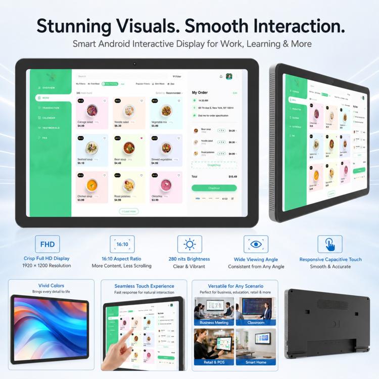 WF1109T 10.95 inch IPS HD Touch Screen Digital Signage, 4GB+64GB, Android 14 RK3576S Quad Core, US Plug, EU Plug, UK Plug