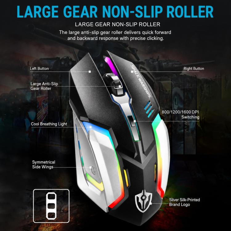 SHIPADOO GT700 Illuminated Wired Gaming Keyboard and 6D 4800DPI Mouse Set, Standard Character Transparent Version, GT700, Standard Character Transparent Version
