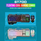 SHIPADOO GT700 Illuminated Wired Gaming Keyboard and 6D 4800DPI Mouse Set, Standard Character Transparent Version, GT700, Standard Character Transparent Version