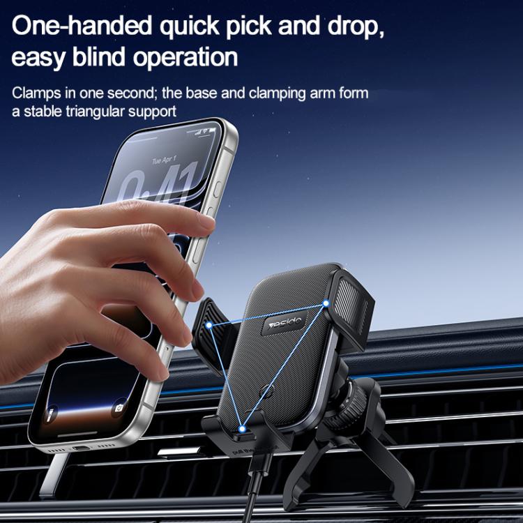 Yesido C318 15W Car Air Vent Clip Wireless Fast Charging Phone Holder, C318