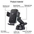 Yesido C320 15W Car Suction Cup Clip Wireless Fast Charging Phone Holder, C320