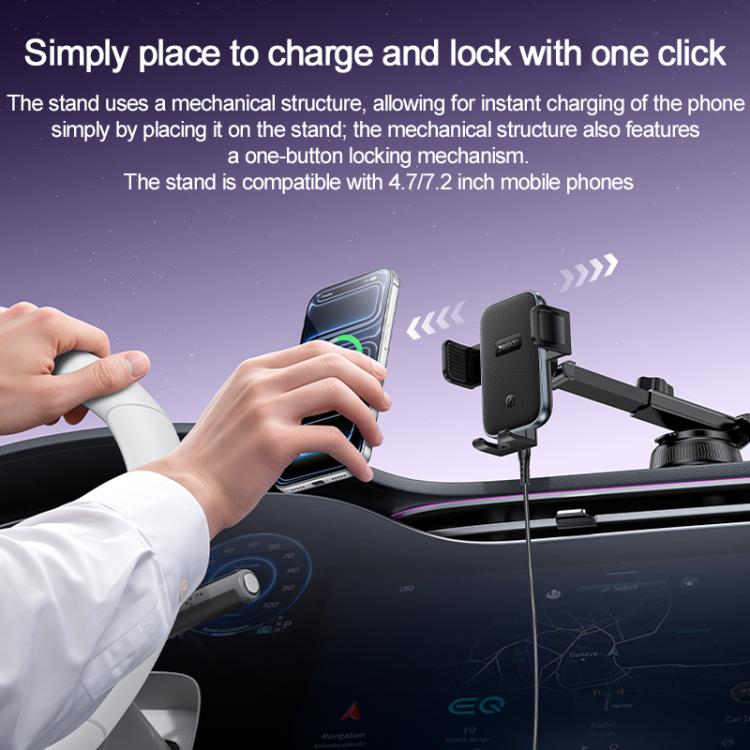 Yesido C320 15W Car Suction Cup Clip Wireless Fast Charging Phone Holder, C320