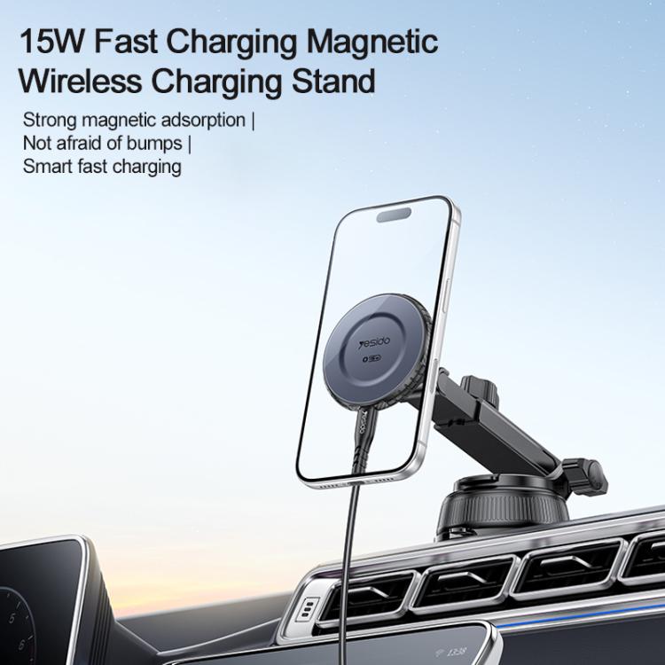 Yesido C321 15W Car Suction Cup Magnetic Wireless Fast Charging Phone Holder, C321