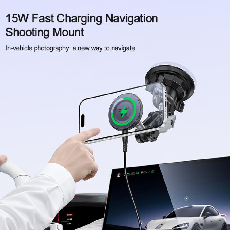 Yesido C322 15W Car Suction Cup Strong Magnetic Wireless Fast Charging Phone Shooting Holder Standard Version, C322
