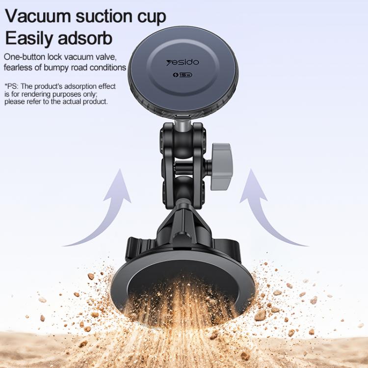 Yesido C322 15W Car Suction Cup Strong Magnetic Wireless Fast Charging Phone Shooting Holder Standard Version, C322