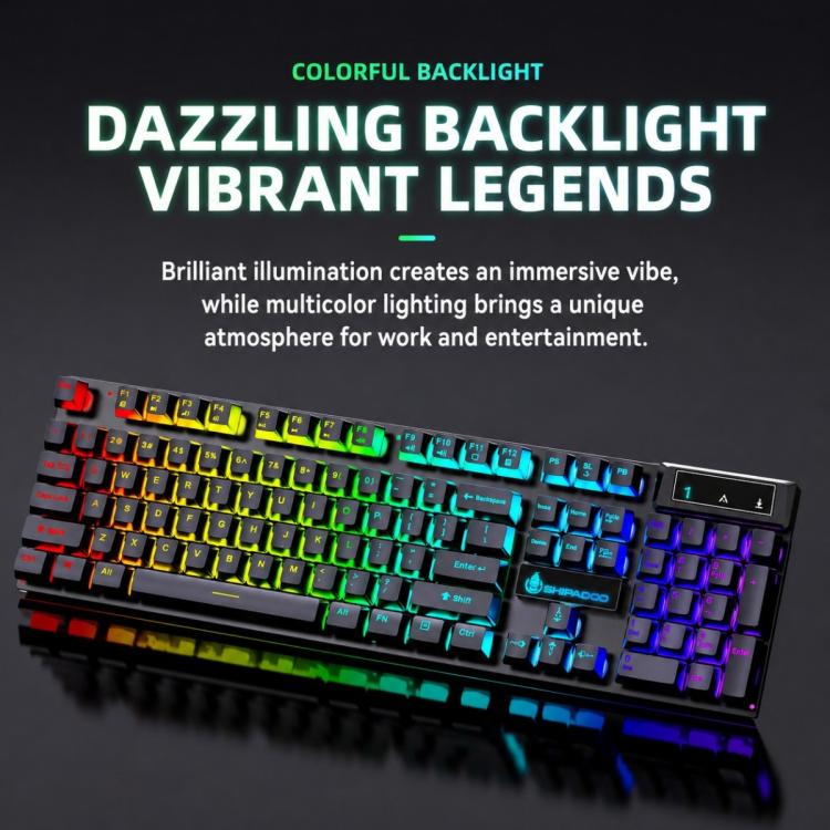 SHIPADOO D500 Colorful Illuminated Wired Keyboard Mouse Set