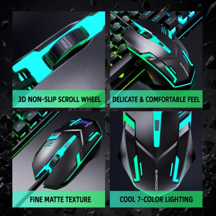 SHIPADOO D500 Colorful Illuminated Wired Keyboard Mouse Set