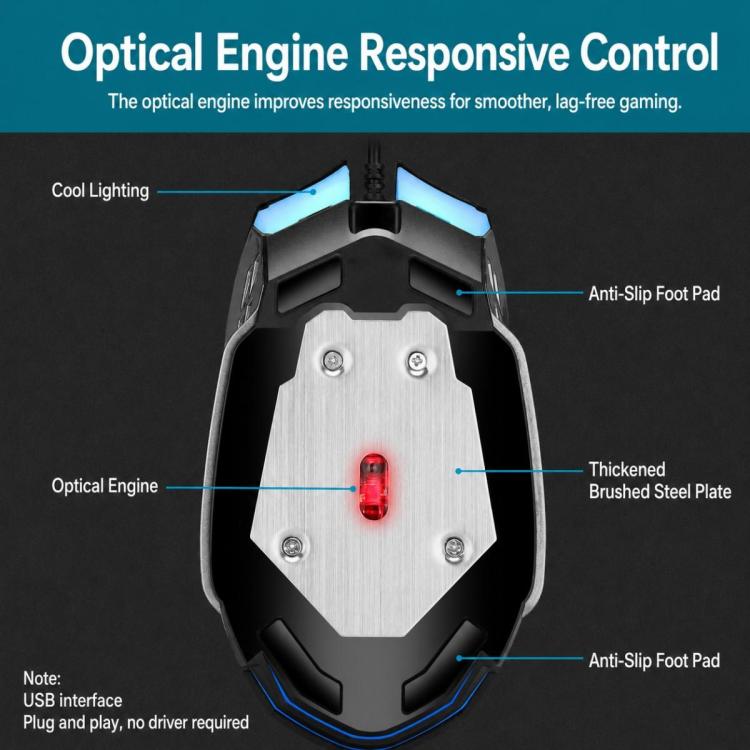 SHIPADOO G5 6D 3200DPI Gaming Mechanical USB Wired Mouse, G5 6D