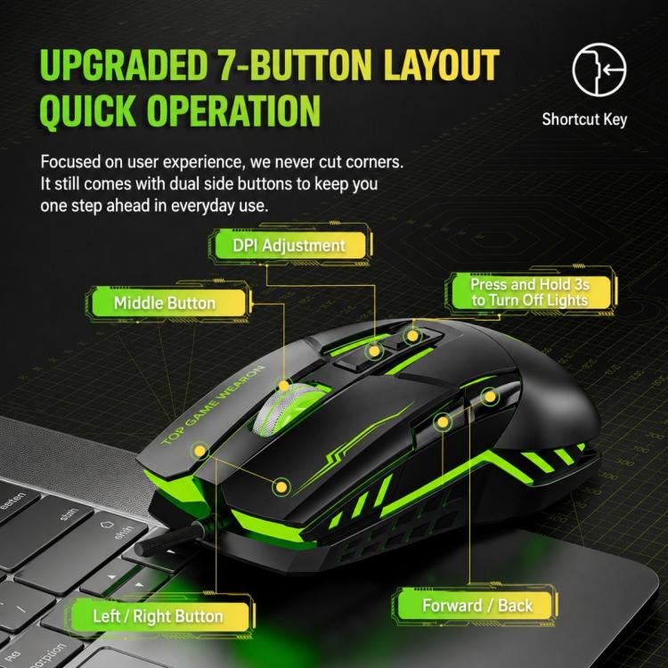 SHIPADOO G7 7D 8800DPI Gaming Colorful USB Wired Mouse