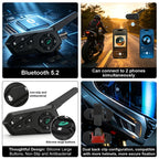 Motorcycle Helmet Waterproof Wireless Walkie-Talkie Bluetooth Earphone, Black
