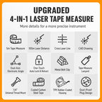 4 in 1 High-Precision Infrared Cross Line Bluetooth Laser Rangefinder, 40m, 60m, 80m, 100m