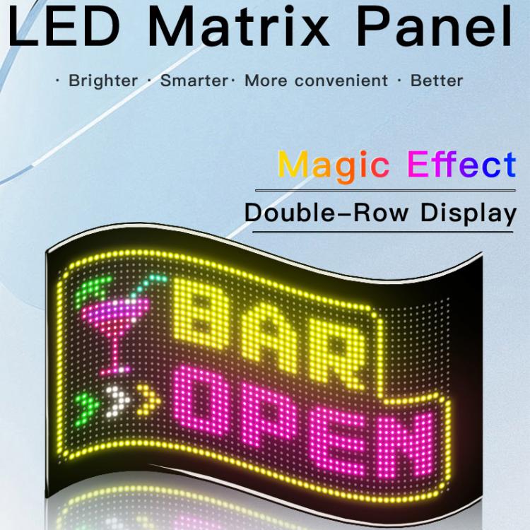 Double Row Ultra-Thin Waterproof LED Flexible Advertising Matrix Display Screen, USB 32x64 Pixels, USB 32x96 Pixels, USB 32x128 Pixels, USB 32x160 Pixels, USB 32x192 Pixels