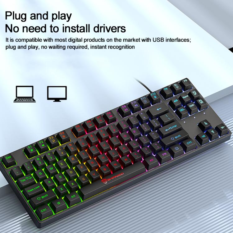 SHIPADOO K87 Mechanical Curved 87 Keys USB Wired Keyboard