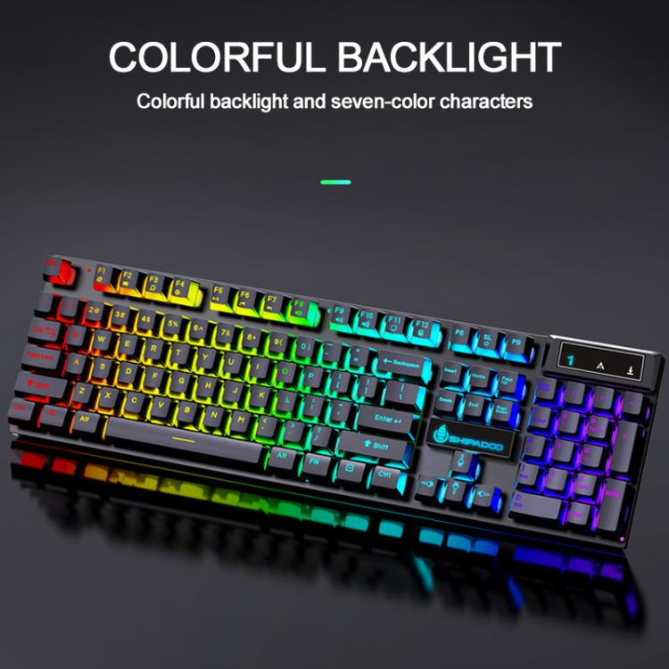 SHIPADOO K500 Floating Square Keycap Colorful Backlight USB Wired Keyboard