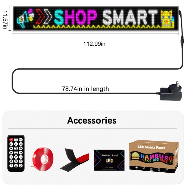 32x384 Pixels Dual Row Ultra-Thin LED Flexible Advertising Matrix Display Screen, Size: 287 x 29.4cm, 287 x 29.4cm