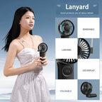 F11 Folding Handheld Fan with LED Display & Lanyard