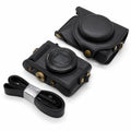 Full Body Retro Vegan Leather Camera Case Bag with Strap, For Sony DSC-WX500