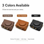 Full Body Retro Vegan Leather Camera Case Bag with Strap, For Sony DSC-WX500