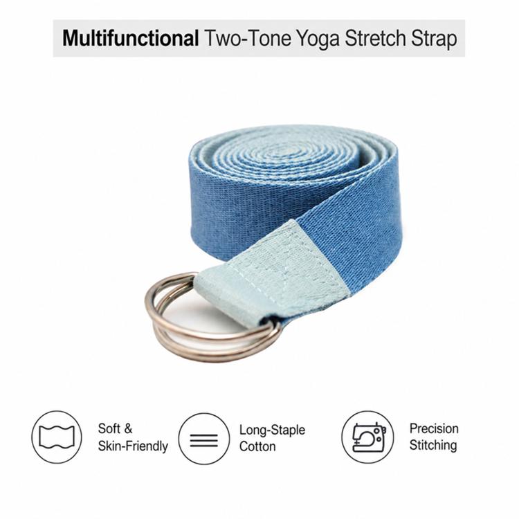 Two-Tone Multifunctional Yoga Stretch Cotton Belt Yoga Rope, 1.83m, 2.5m