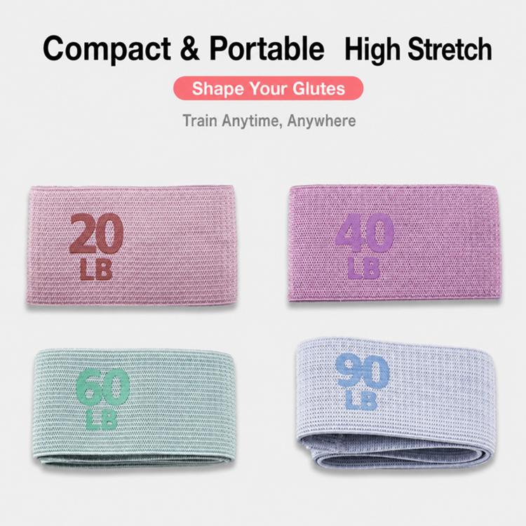 Glute training Yoga Resistance Band Squat Loop Elastic Band, Pink 20Pounds, Purple 40Pounds, Green 60Pounds, Blue 90Pounds, 4 PCS (Pink+Purple+Green+Blue)