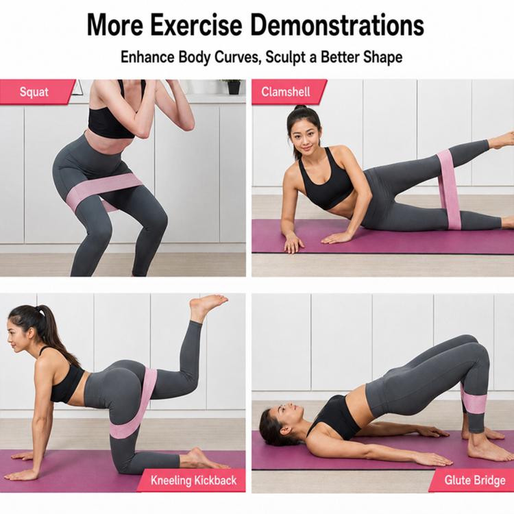 Glute training Yoga Resistance Band Squat Loop Elastic Band, Pink 20Pounds, Purple 40Pounds, Green 60Pounds, Blue 90Pounds, 4 PCS (Pink+Purple+Green+Blue)