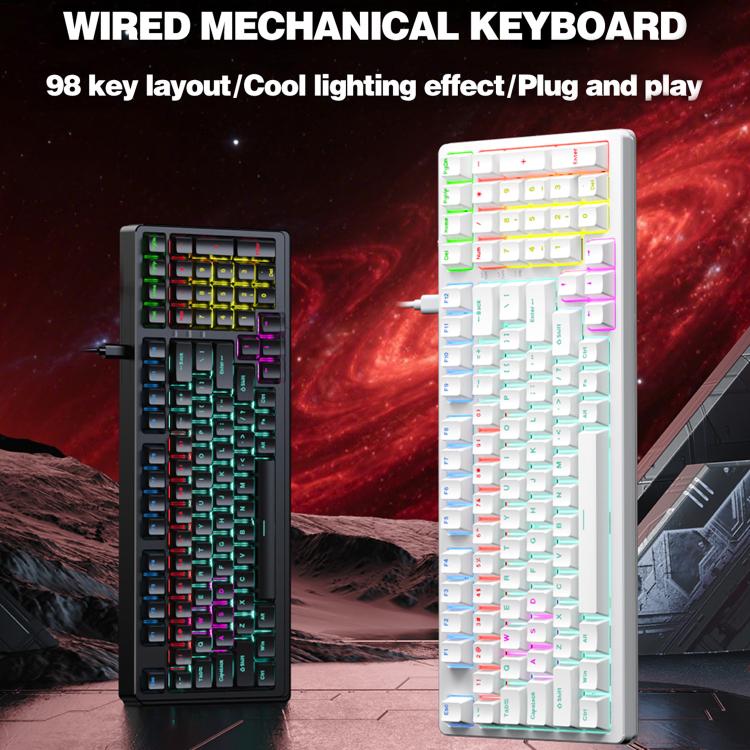 Lenovo GK10 RGB 98 Keys Wired Mechanical Keyboard, Tea Axis, Red Axis, Blue Axis