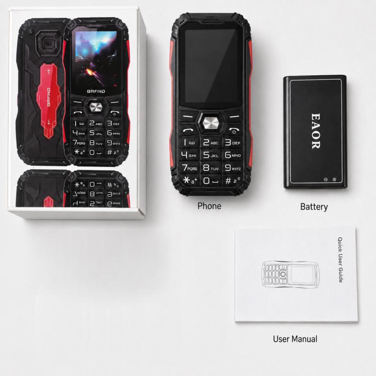 HE248 Rugged Style Phone, 2.4 inch, 3D Keys Network: 2G, Dual SIM, BT, Torch, Russian Keyboard, No Power Plug