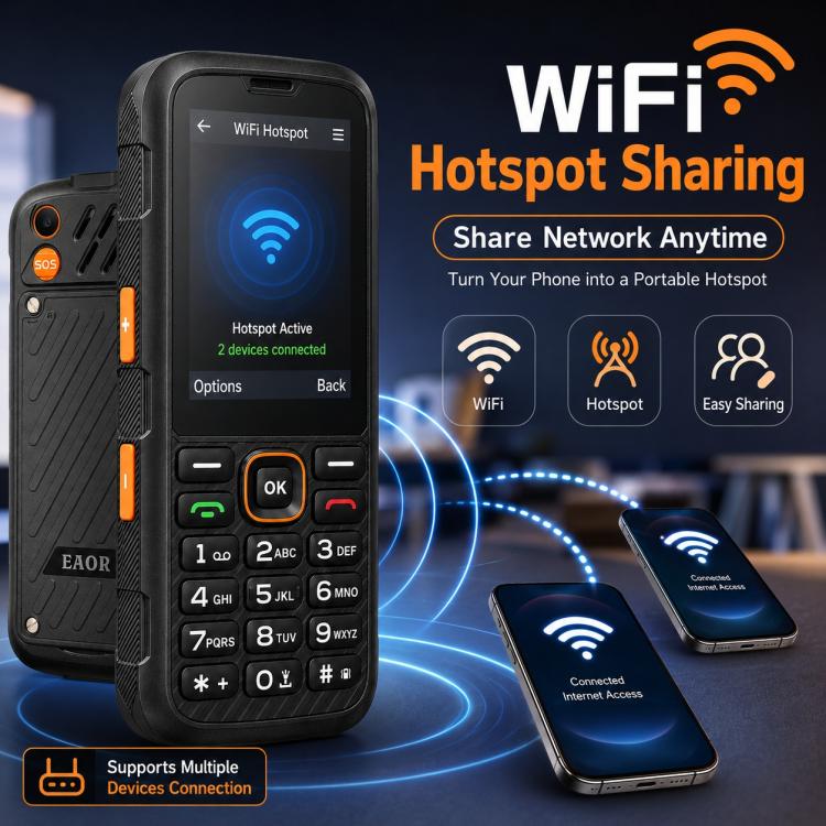 HP290Z 4G IP68 Rugged Phone, 2.8 inch, 3000mAh Battery, Network: 4G, BT, FM, SOS, Torch, With Charging Dock, EU Plug, US Plug, UK Plug