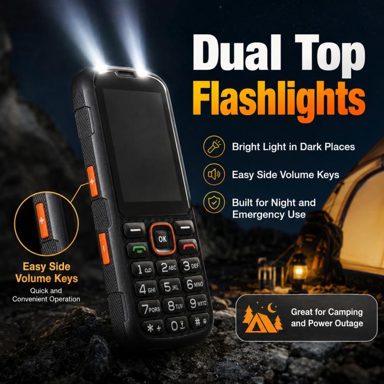 HP290Z 4G IP68 Rugged Phone, 2.8 inch, 3000mAh Battery, Network: 4G, BT, FM, SOS, Torch, With Charging Dock, EU Plug, US Plug, UK Plug