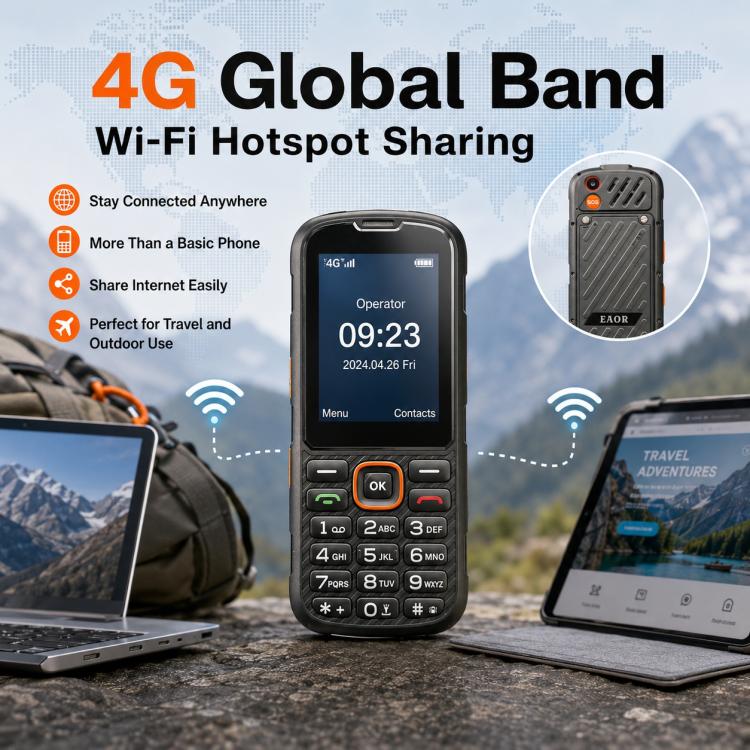 HP290Z 4G IP68 Rugged Phone, 2.8 inch, 3000mAh Battery, Network: 4G, BT, FM, SOS, Torch, With Charging Dock, EU Plug, US Plug, UK Plug