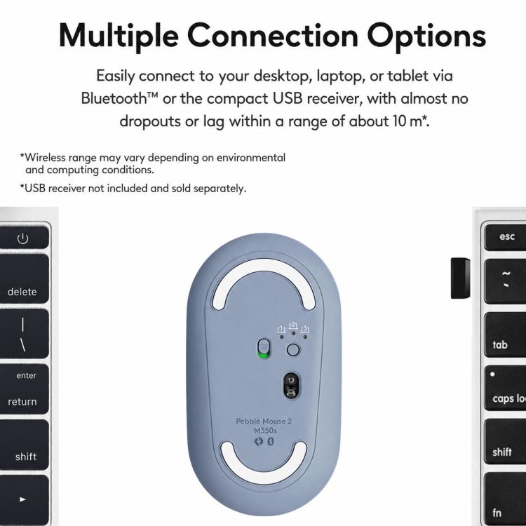 Logitech PEBBLE 2.0 M350S 4000DPI Ultra-Thin Dual-Mode Wireless Bluetooth Mouse