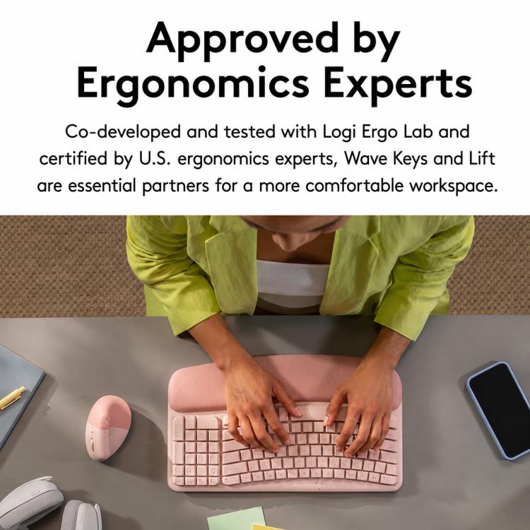 Logitech WAVE KEYS LIFT COMBO Wireless Ergonomic Keyboard Mouse Set