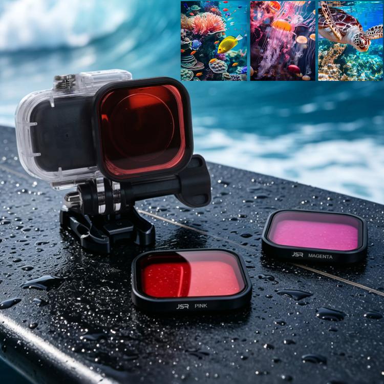 For DJI Osmo Nano JSR Diving Color Lens Filter Set, Magenta Filter, Pink Filter, Red Filter, 3 in 1 Filter, Single Waterproof Cover