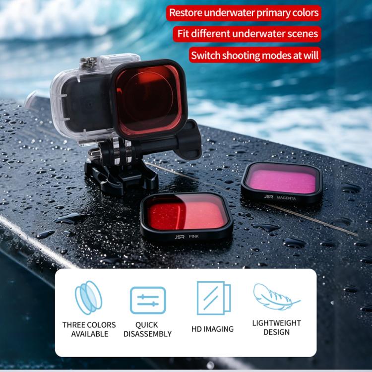 For DJI Osmo Nano JSR Diving Color Lens Filter Set, Magenta Filter, Pink Filter, Red Filter, 3 in 1 Filter, Single Waterproof Cover