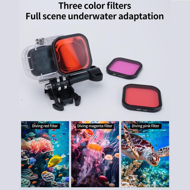 For DJI Osmo Nano JSR Diving Color Lens Filter Set, Magenta Filter, Pink Filter, Red Filter, 3 in 1 Filter, Single Waterproof Cover