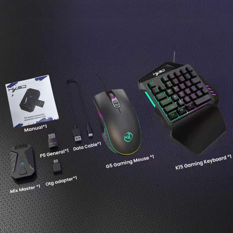 HXSJ Master-P5+V100+A867 Gaming Keyboard and Mouse Adapter Set for PS5, Master-P5+V100+A867