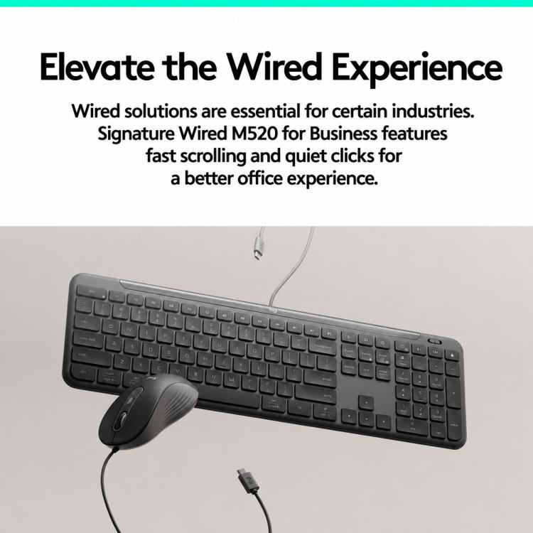 Logitech M520 Business Quiet Wired Office Mouse, M520