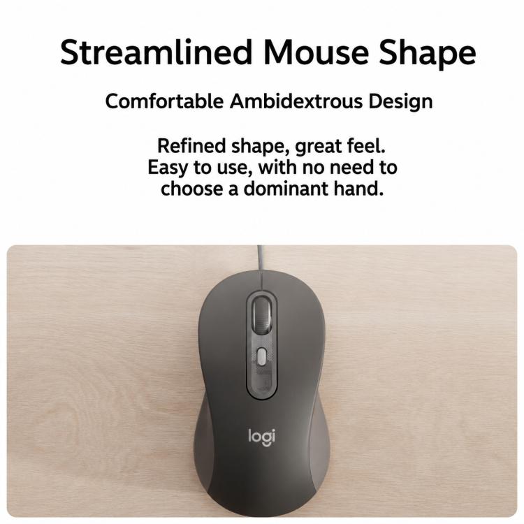 Logitech M520 Business Quiet Wired Office Mouse, M520