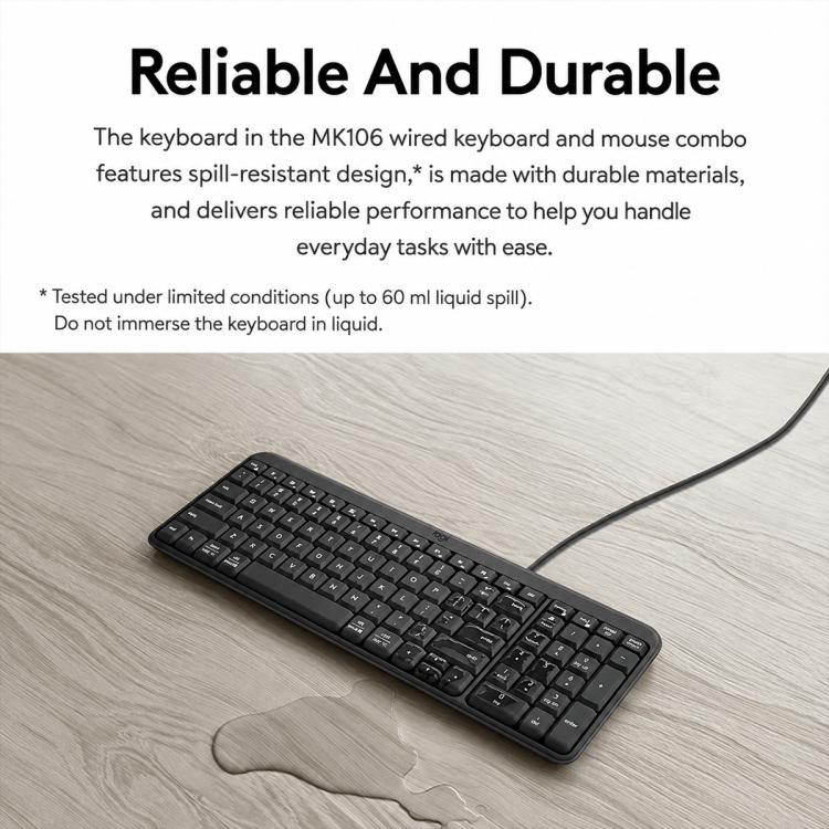 Logitech MK106 Wired Keyboard and Wired Mouse Combo