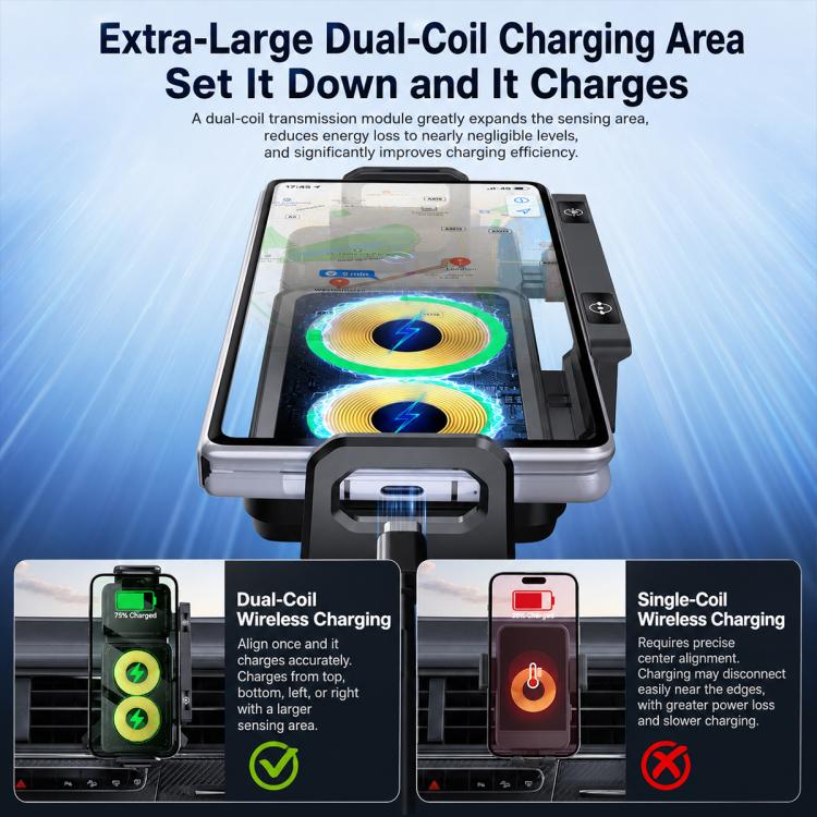 X06 Foldable Screen 15W Wireless Charger Rotating Navigation Bracket, Bat Bracket, Grey Bracket + Tripod, Black Bracket + Tripod, Black Bracket + Suction Cup, Only Black Bracket, Grey Bracket + Suction Cup, Only Grey Bracket