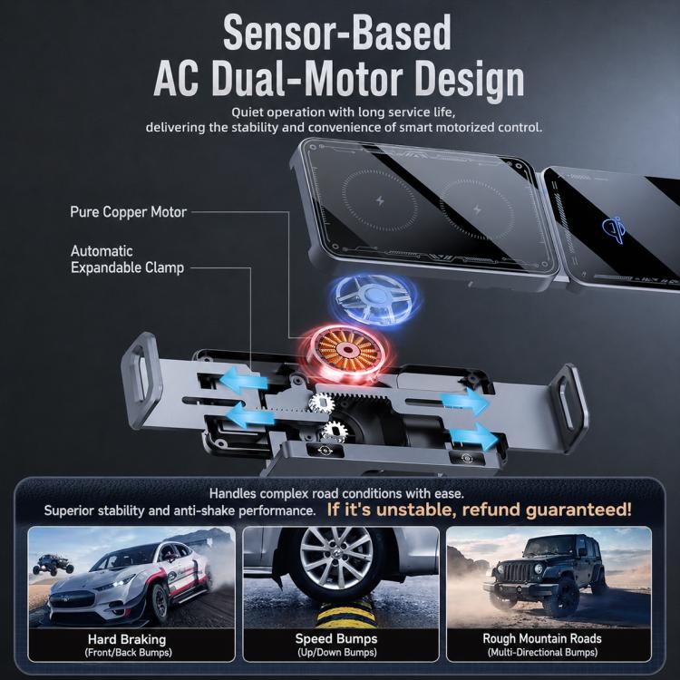 X06 Foldable Screen 15W Wireless Charger Rotating Navigation Bracket, Bat Bracket, Grey Bracket + Tripod, Black Bracket + Tripod, Black Bracket + Suction Cup, Only Black Bracket, Grey Bracket + Suction Cup, Only Grey Bracket