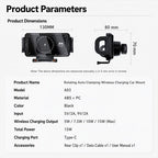 A03 Car Single Coil 15W Wireless Charger Rotating Navigation Bracket, A03 (Black)